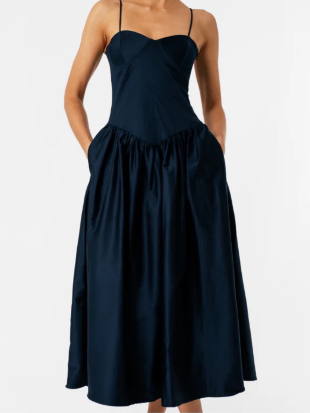 Encantadore Emma Spaghetti Strap Navy Midi Dress NWT Medium
